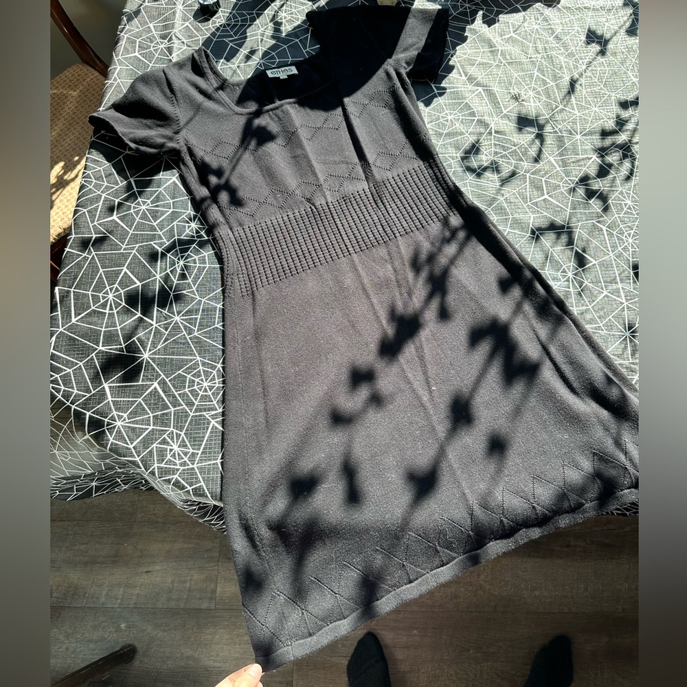 Ethos Black Knit Cotton Midi Dress size L